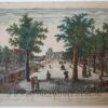 [Handcolored Opticaprent/Optical view The Hague/Den Haag] Gesigt, van het Buyten-Hof na het Hof te zien, in S'Gravenhage (Buitenhof Den Haag), published ca. 1770.