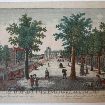 [Handcolored Opticaprent/Optical view The Hague/Den Haag] Gesigt, van het Buyten-Hof na het Hof te zien, in S'Gravenhage (Buitenhof Den Haag), published ca. 1770.