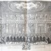 [Antique print; etching and engraving] DE GROOTE GEHOOR- ZAAL (Vrede van Rijswijk, published 1730.