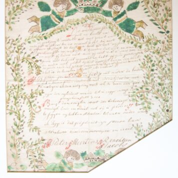 [Manuscript Wenskaart / Wish Card 1780] Pieter Meertens Rencktien Jacobs?. Calligraphic wish card, ca. 1790/1800.