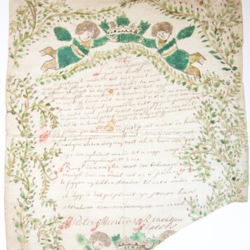 [Manuscript Wenskaart / Wish Card 1780] Pieter Meertens Rencktien Jacobs?. Calligraphic wish card, ca. 1790/1800.