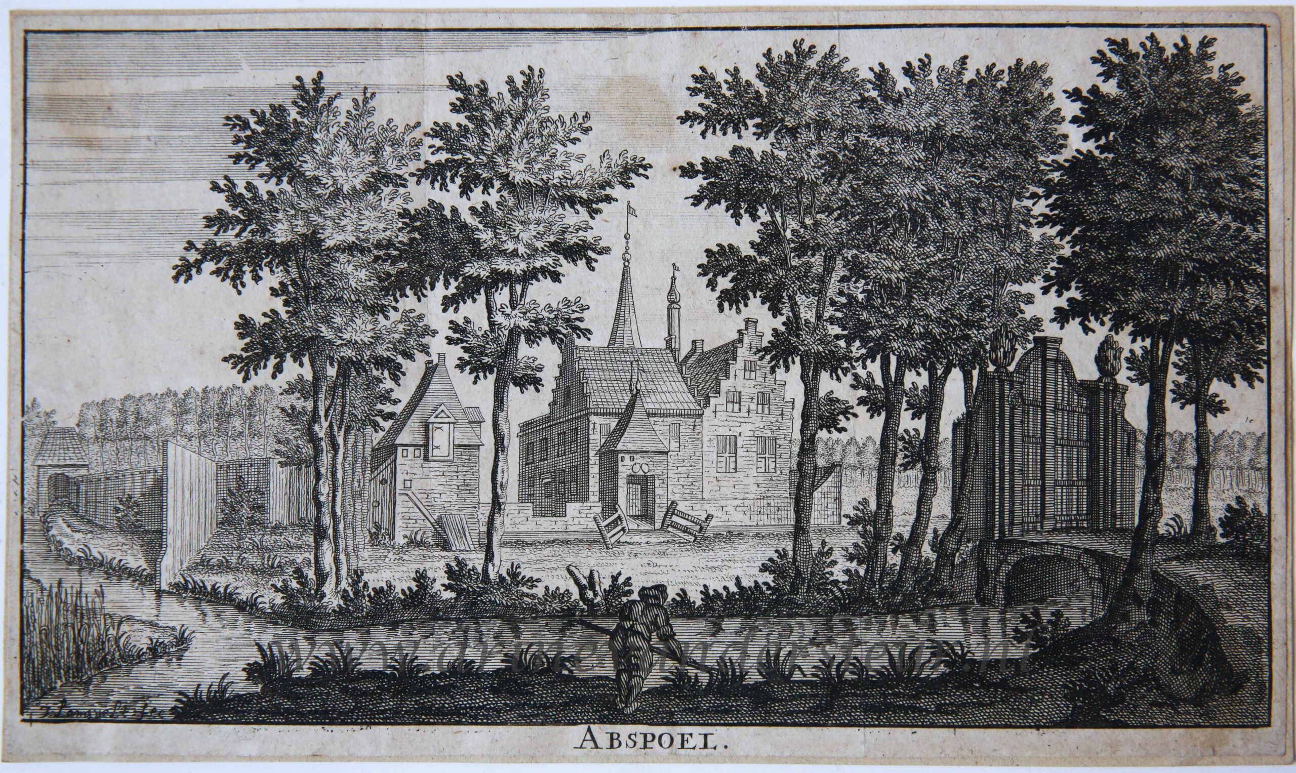 [Antique print, etching] ABSPOEL (near Oegstgeest), published ca. 1712.