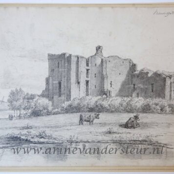 [Antique drawing, pencil and chalk] The ruins of Castle Brederode, dated 1852.