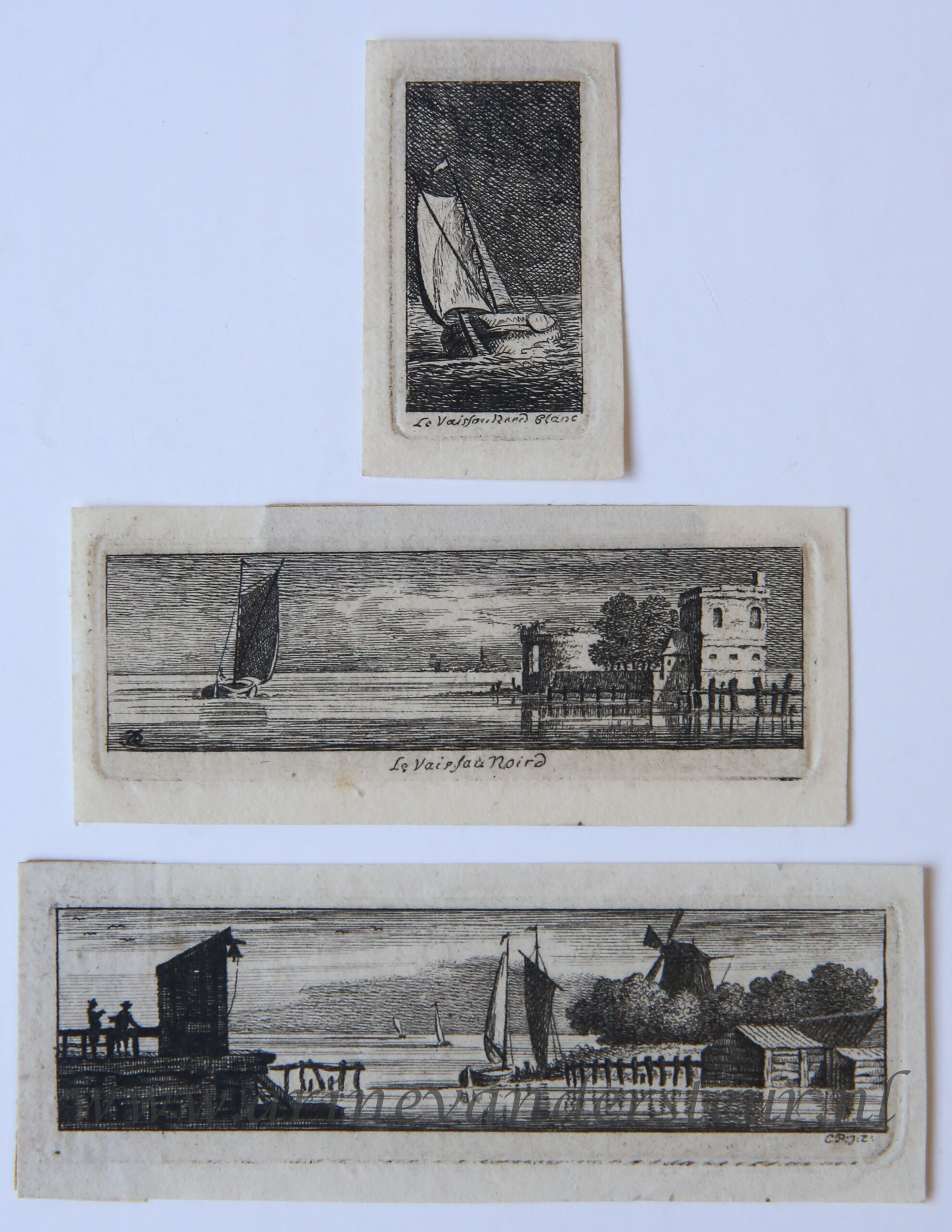 [Antique print, etching] Small seascapes (miniatuur zeegezichten), published 1766.