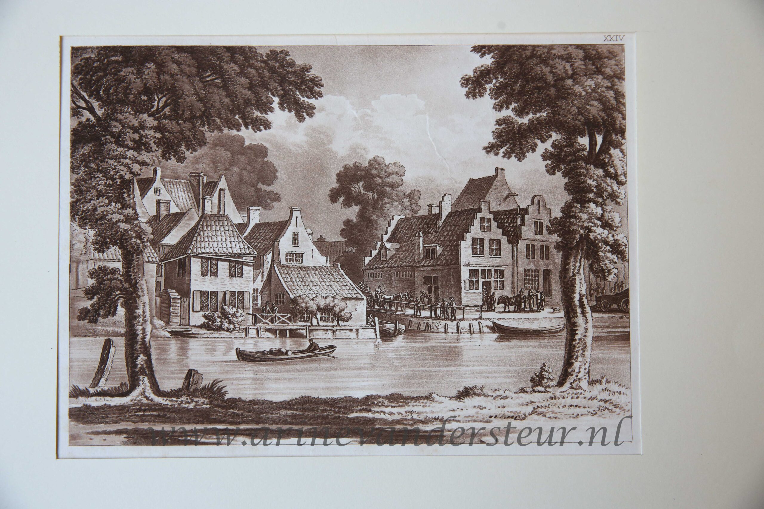 [Antique print, aquatint] Korte Spaarne (view in Haarlem), published 1816.