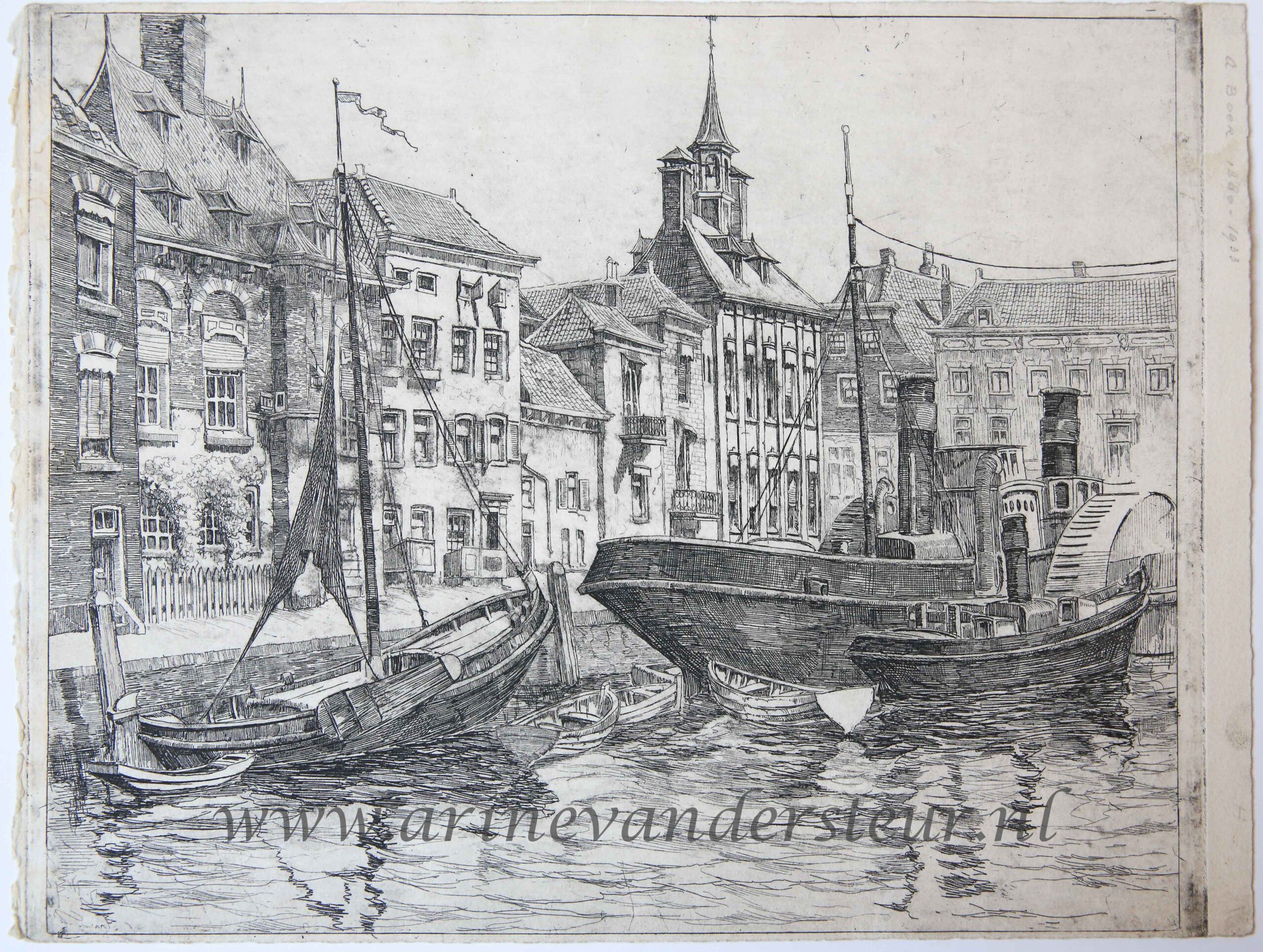 [Modern print, etching] Maassluis, published ca. 1900.