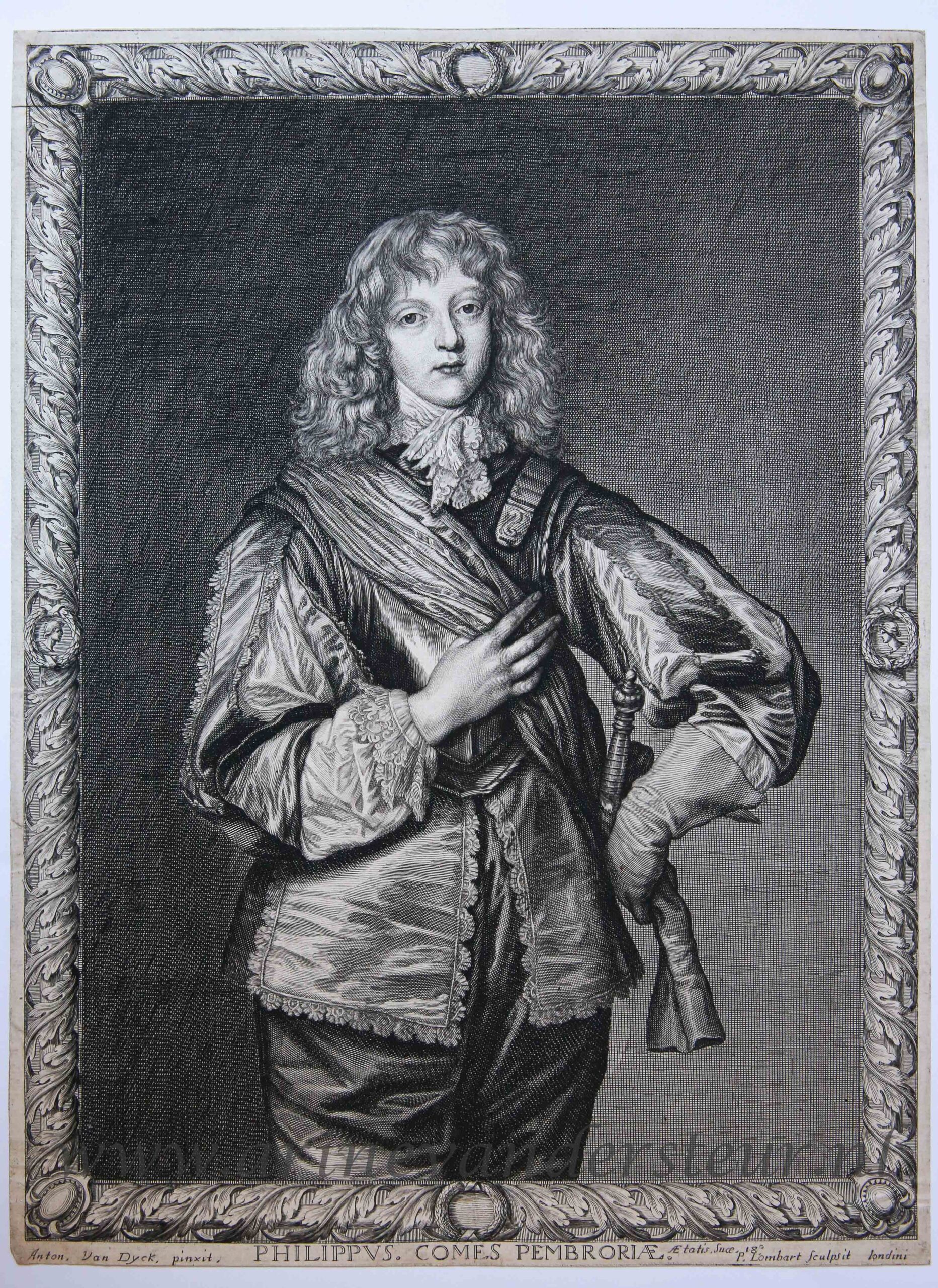[Antique print, engraving] PHILIPPVS COMES PEMBRORIAE (Philip Herbert Pembroke, 5th Earl of), published c. 1660.