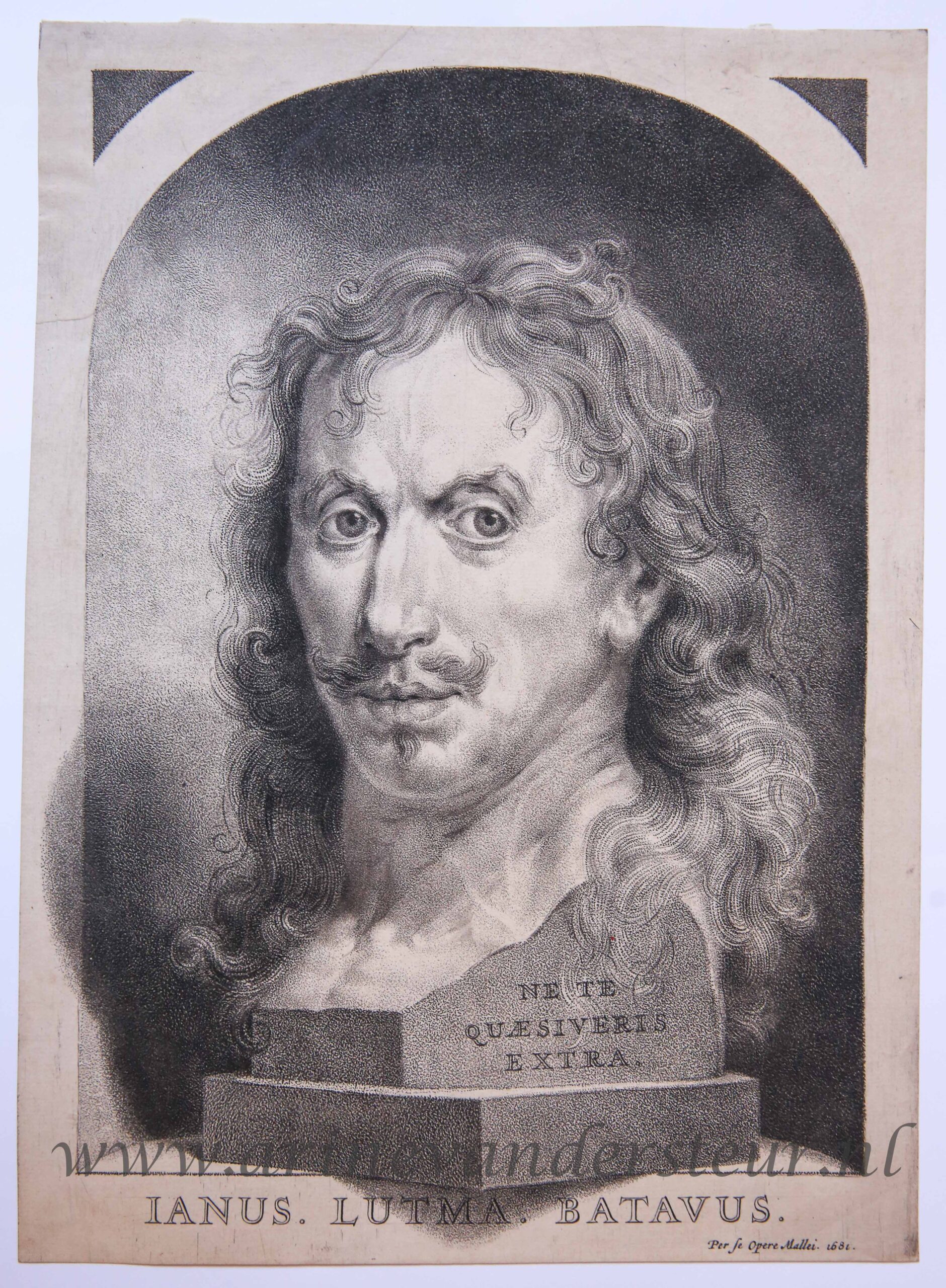 [Antique print, engraving] Portrait print of artist IANUS LUTMA BATAVUS/ Portretprent van kunstenaar Janus Lutma Batavus, published in 1681.