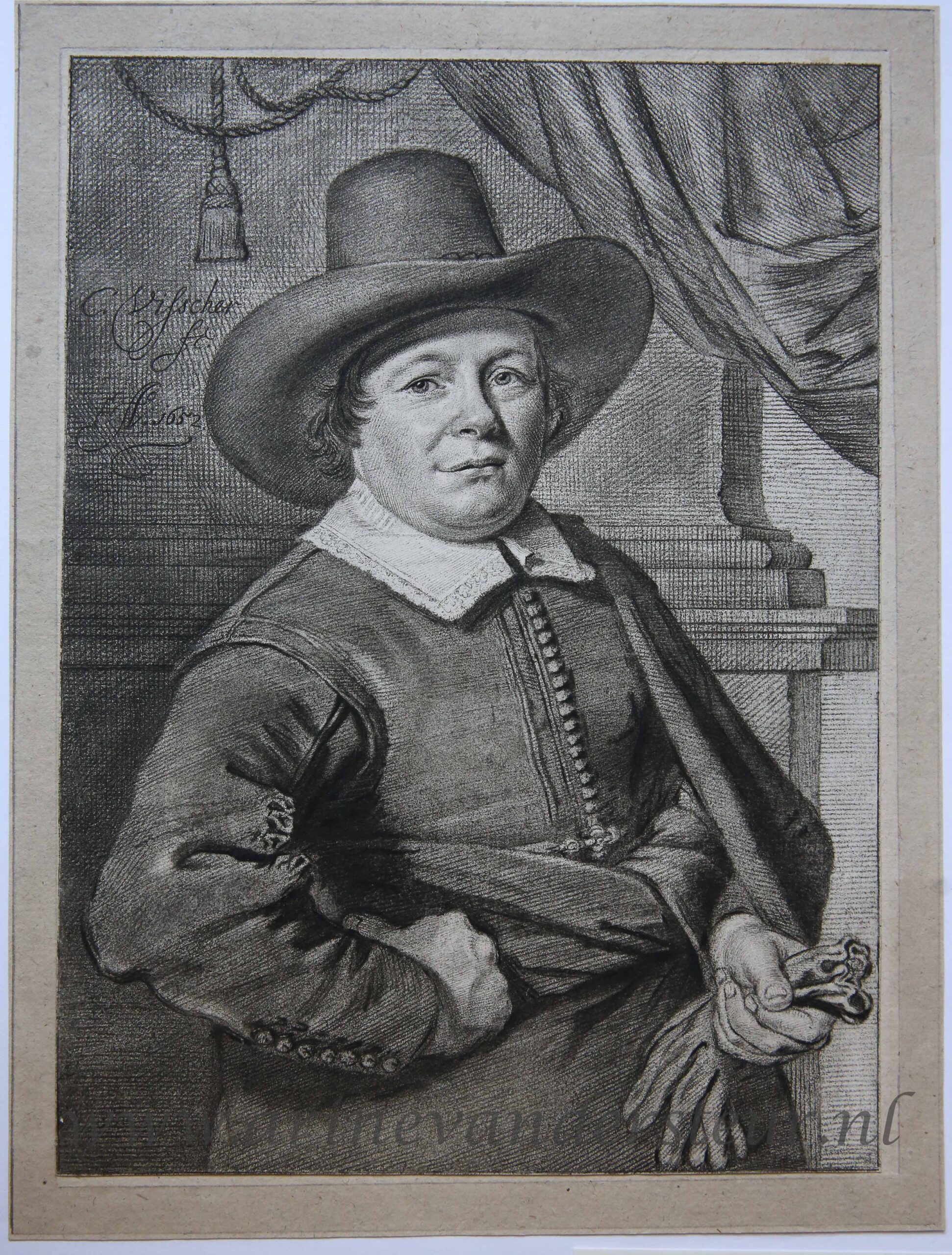 [Antique print, etching in crayonmanier] Portrait of Jaap de Groot (Jaap Stront), published 1769.