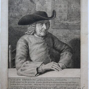 [Antique print, etching and engraving] Portrait of Willem Opperdoe (100-year old), published 1774.