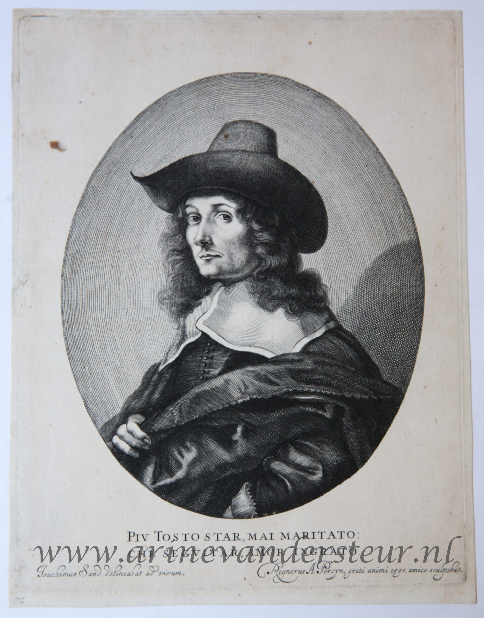 [Antique portrait print, engraving] Portrait of Sybrand Camaij, published ca. 1642-1668.