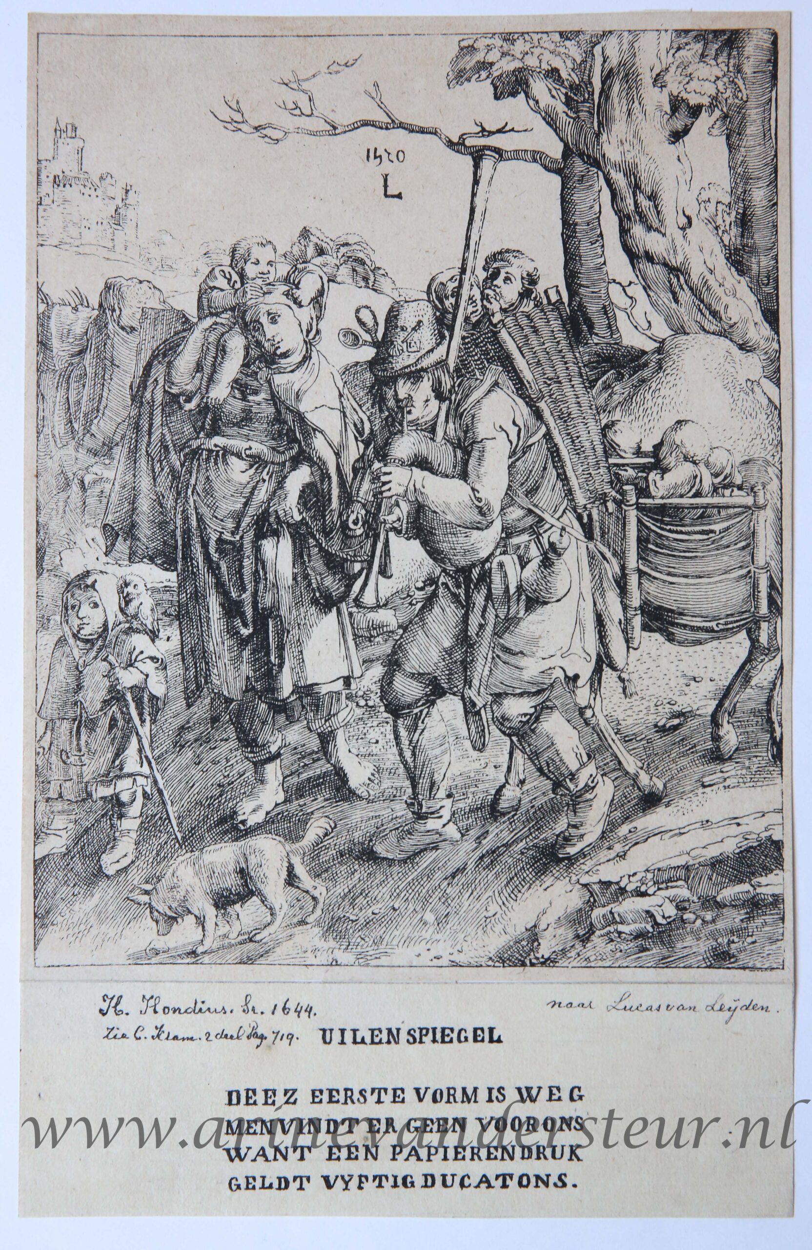 [Antique print, etching, after 1520] The beggars family, "Uylenspiegel" (Tijl Uilenspiegel), published after 1520, 1 p.