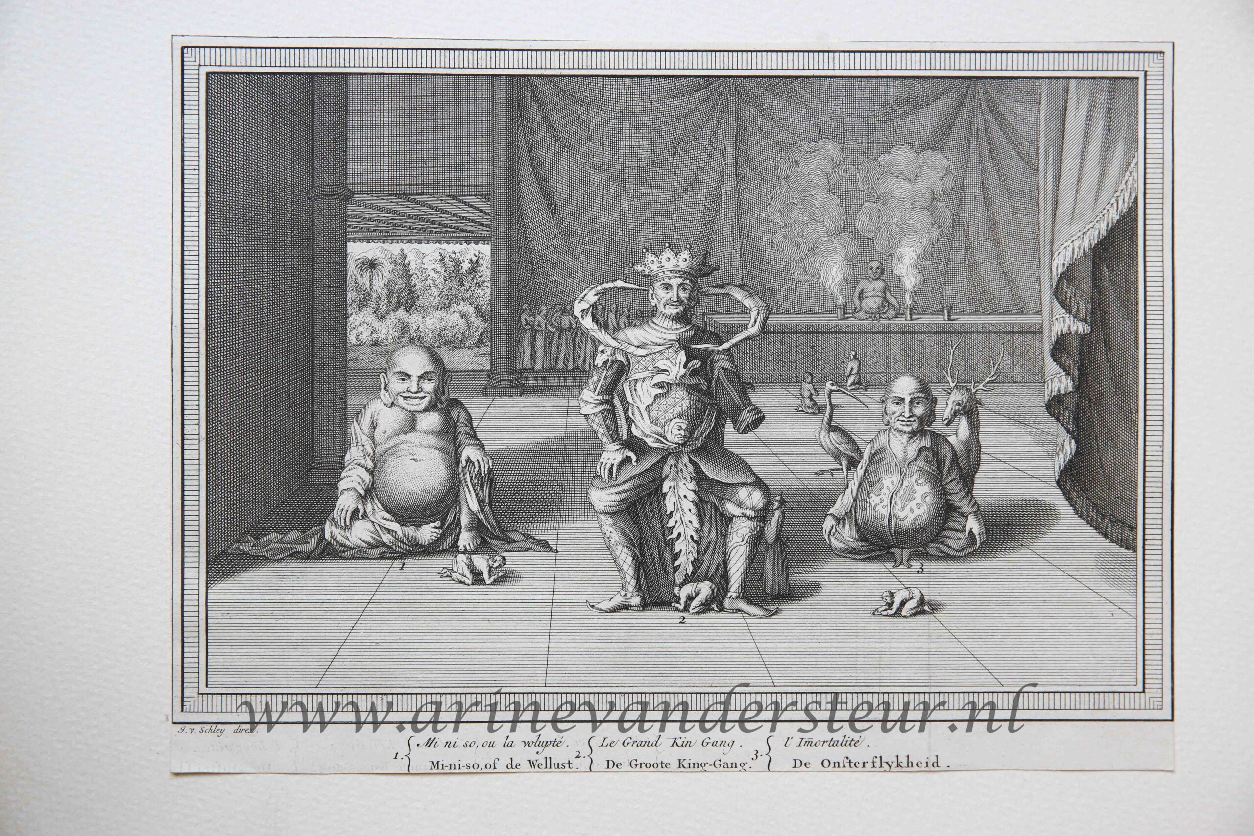 [Antique print, etching, China] PAGODES ET STATUES, published 1749.