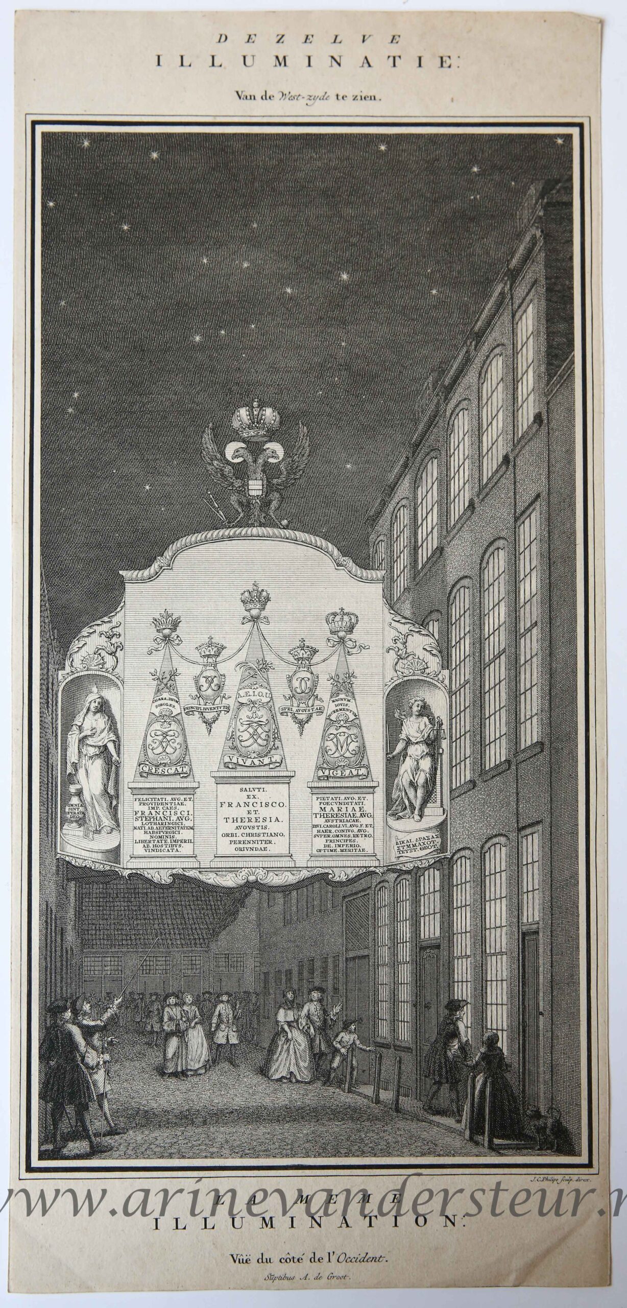 [Antique prints, etching and engraving] Illumination for the coronation of the Grand Duke of Tuscany, published 1745-1747.