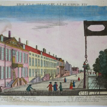 [Antique print, handcolored optica, The Hague] VUE AUPRES DE LA MENAGERIE A LA HAYE, published ca. 1750.
