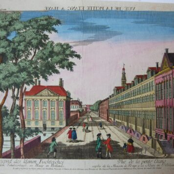 [Antique print, handcolored optica, The Hague] VUE DE LA PETITE ETANG A HAYE, published ca. 1750.