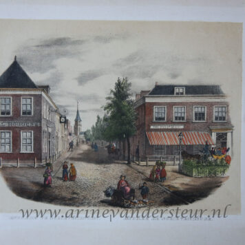 [Antique print, colored lithograph] Intrede te Scheveningen / Entrée de Schéveningue, published ca. 1850.