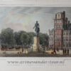[Antique print, colored lithograph, The Hague] The statue of King William II / Standbeeld van Koning Willem II, published ca. 1854.