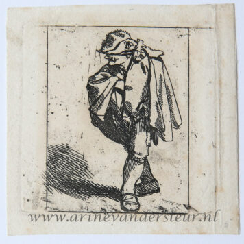 [Antique print, etching] Man with his hand in his coat (man met hand op de borst), published ca. 1650.