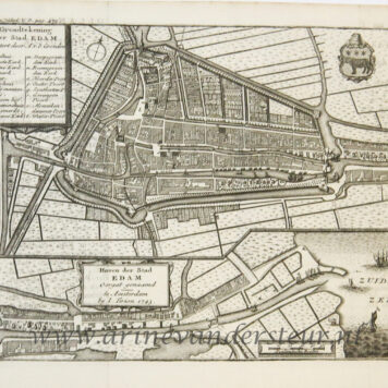 [Cartography, antique print, etching] Map of Edam (Oude kaart van Edam), published 1744.