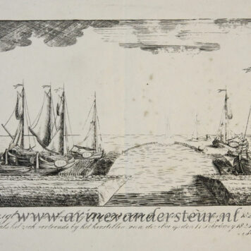 [Antique print, lithography, oude prent Durgerdam bij Amsterdam] Gezigt van de doorbraak by Durgerdam..., published 1825.