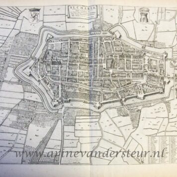 [Antique print, etching, oude prent Alkmaar] Map of Alkmaar, published 1652.