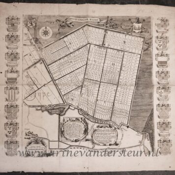[Antique print, cartography, oude kaart Wieringerwaard] Wieringer Waert, published ca. 1741-1744.