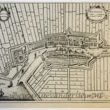 [Antique print; cartography, oude prent Muiden] MUYDEN, published 1652.