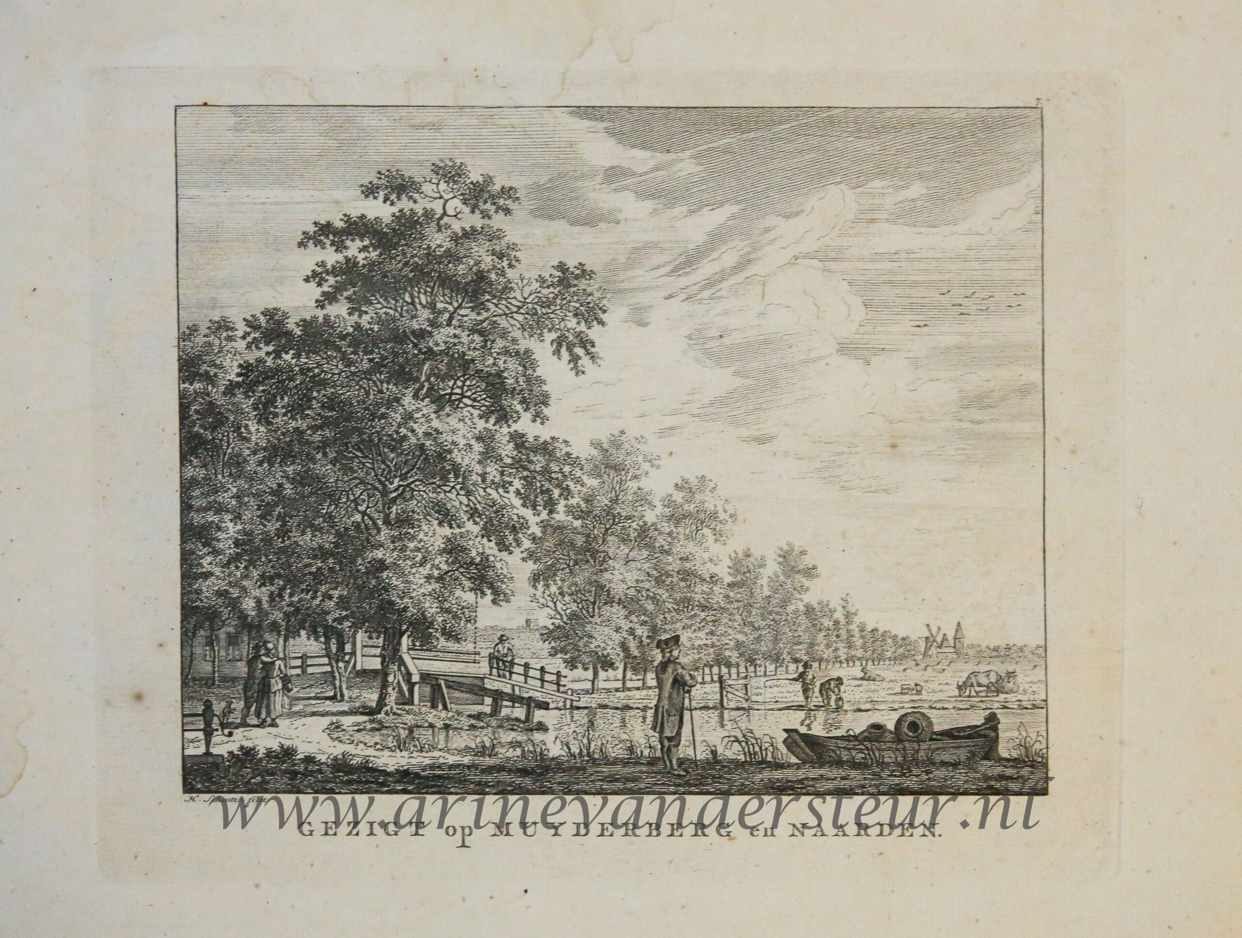 Hermanus Petrus Schouten (1747-1822) - [Antique print; etching and engraving, oude prent Muiderberg] GEZIGT op MUYDERBERG en NAARDEN, before 1822.