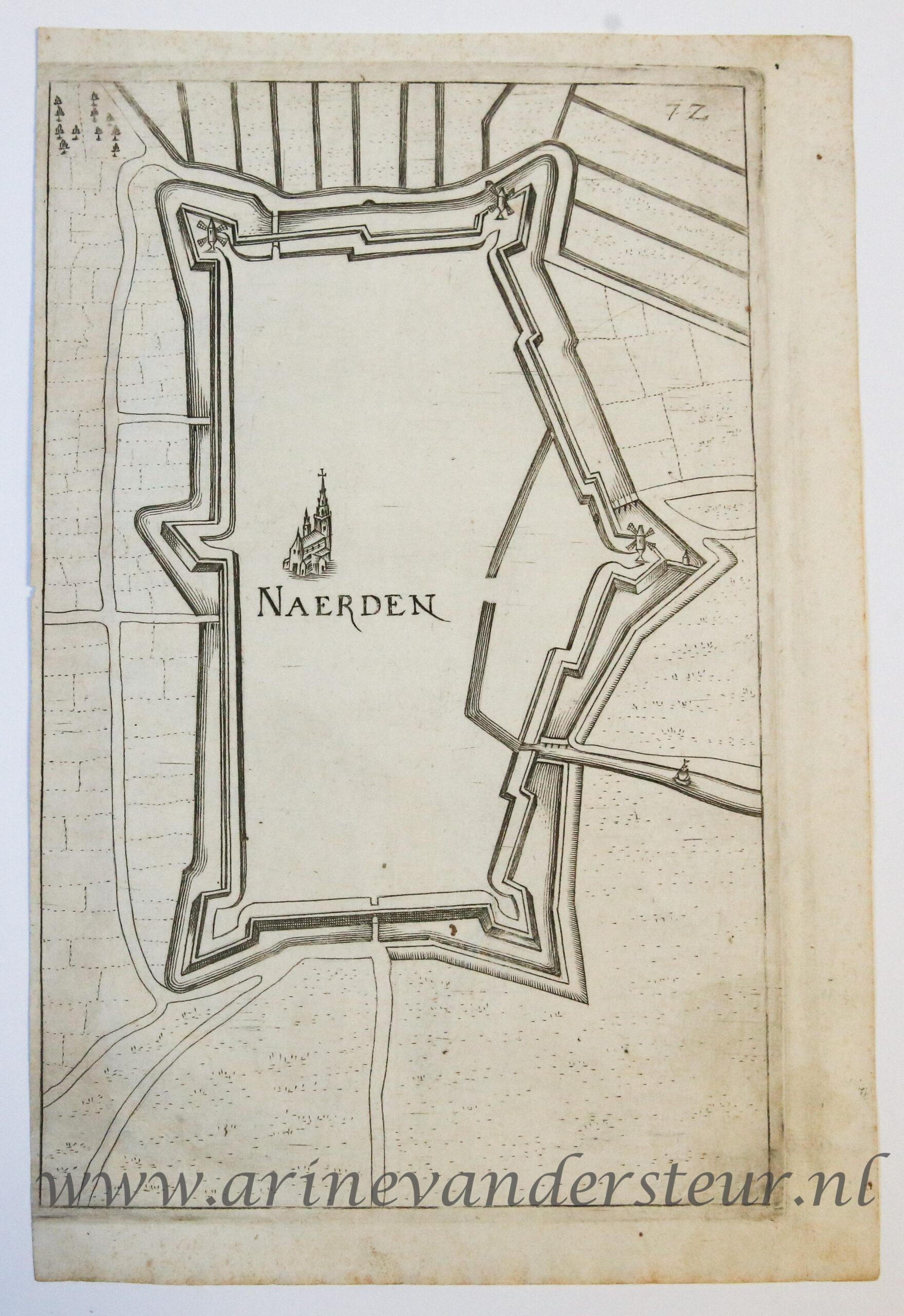  - [Antique print; cartography, oude prent Naarden] NAERDEN, published 1673.