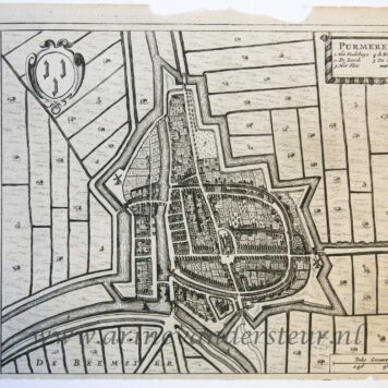 [Antique print; cartography, oude prent Purmerent] PURMEREND, published 1652.