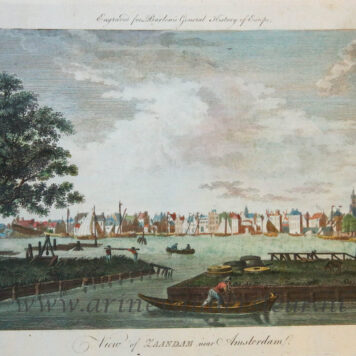 [Antique print, handcolored etching, oude prent Zaandam] View of ZAANDAM near Amsterdam, published ca. 1790.