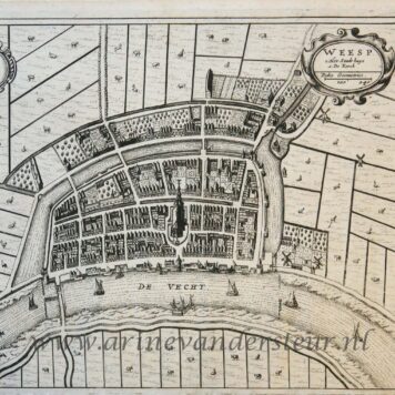 [Cartography, antique print, etching] Map of Weesp, oude kaart Weesp, published ca. 1657.