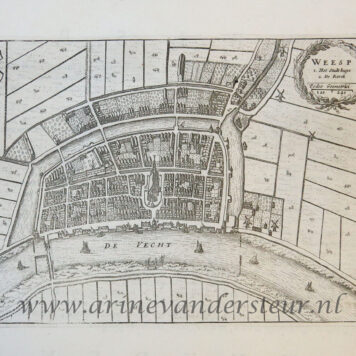 [Cartography, antique print, etching] Map of Weesp, oude kaart Weesp, published 1652.