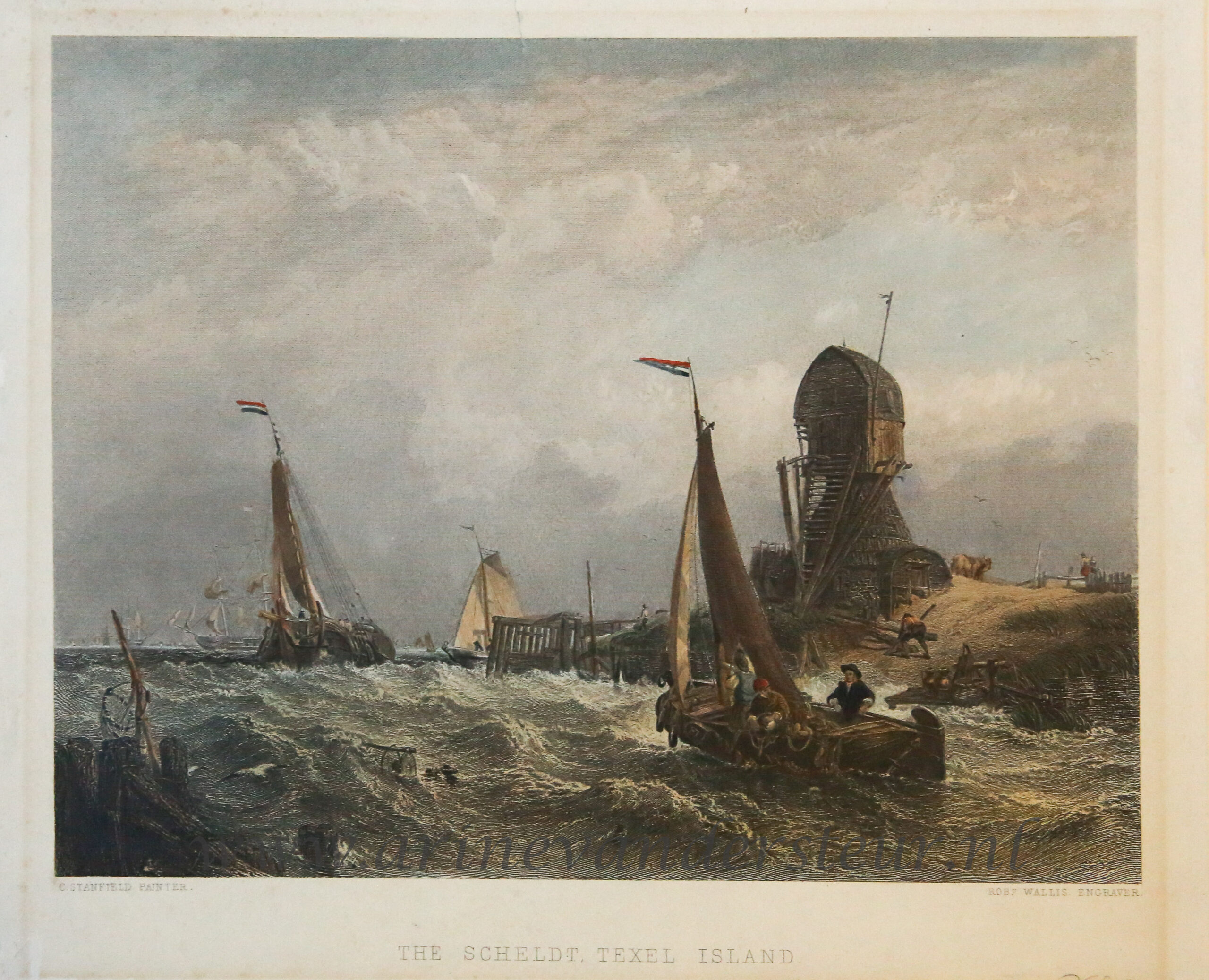 [Antique print, etching and engraving] The Scheldt, Texel Island, published 1849.