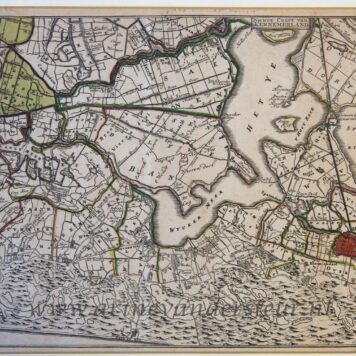[Antique print, cartography, handcolored etching] Nieuwe Caart van Kennemerland, published 1742.