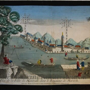 [Antique print, handcolored etching] Vue de la Ville de Mantralle dans le Royaume de Maroch, published ca. 1750.
