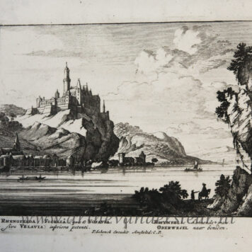 [Antique print, etching] The river Rhine with the village of Oberwesel and the Castle Rheinfels, published ca. 1670.