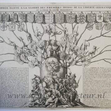 [Antique print, engraving, Germany] Trophee eleve a la gloire des premiers heros de la liberte Germanique, published ca. 1705-1720.