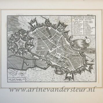 [Cartography, antique print, etching] Map of Lille [Ryssel, Rijsel], published 1738.
