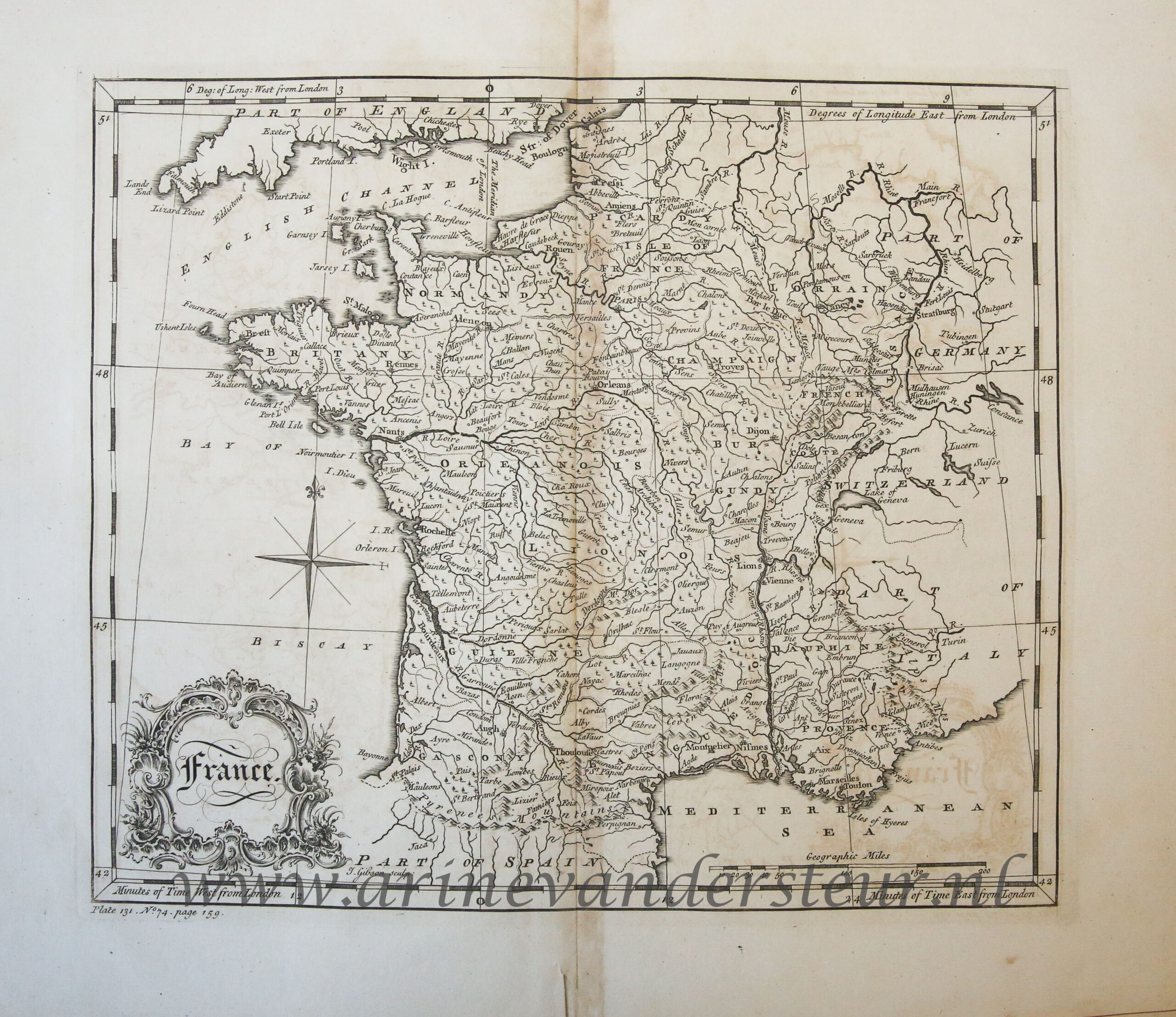 [Antique print, etching and engraving] Map of France, published ca. 1750.
