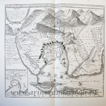 [Antique print, etching] Map of the siege of Toulon 1707, published 1729.