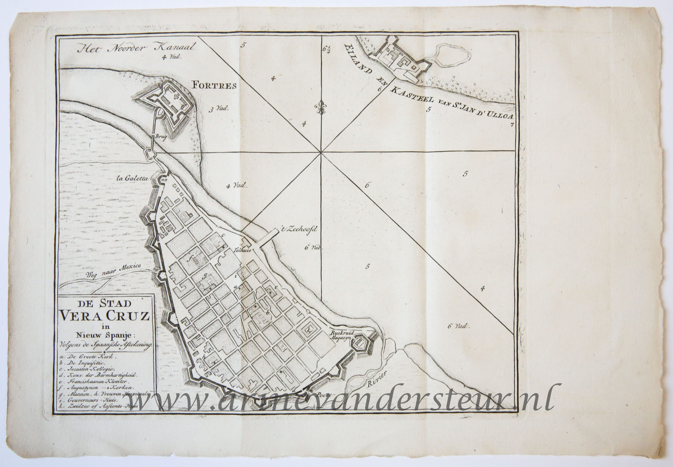 [Antique print, cartography] De Stad Vera Cruz (Mexico), published 1765.