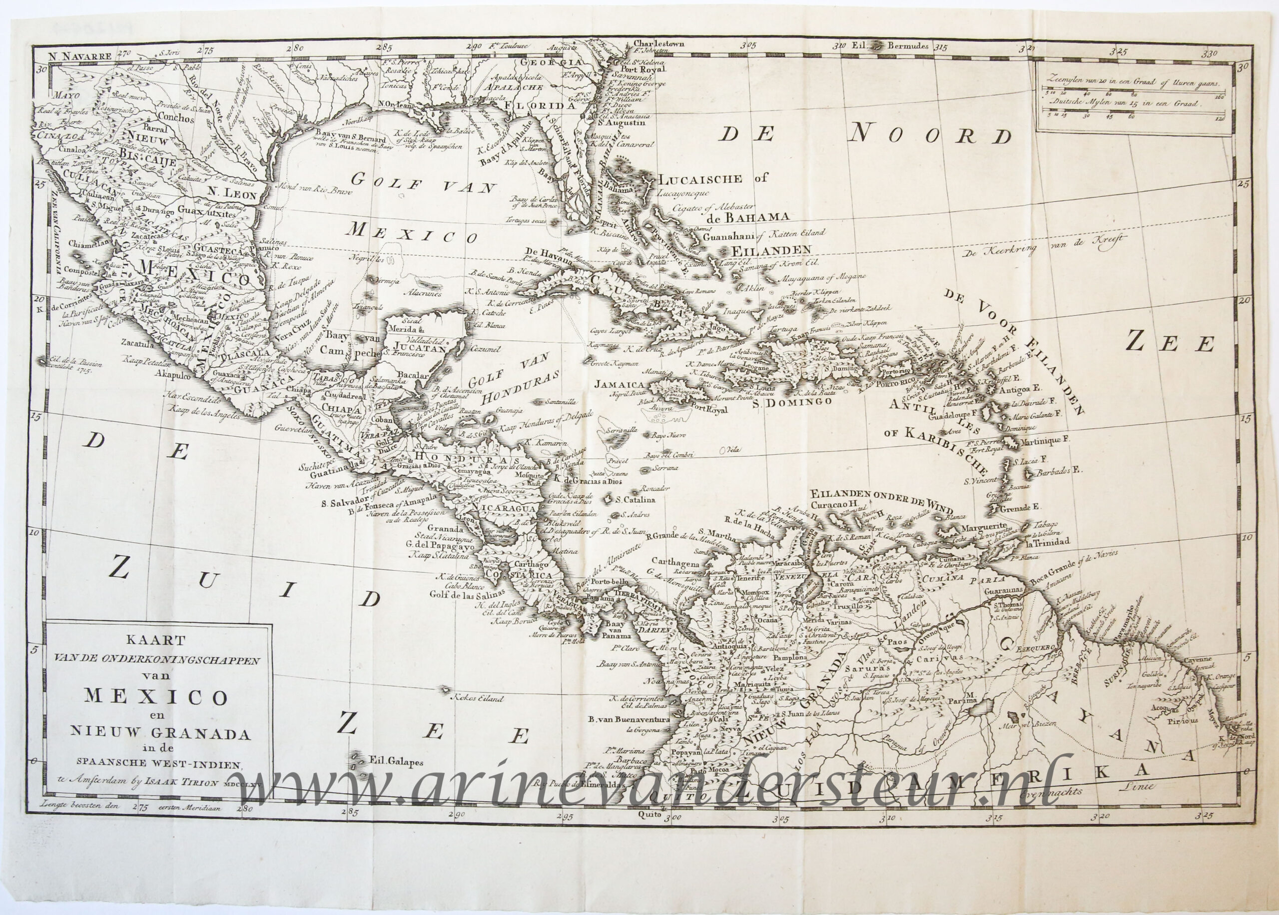 [Antique print, cartography] Map of Mexico and the Spanish West Indies, published 1765.
