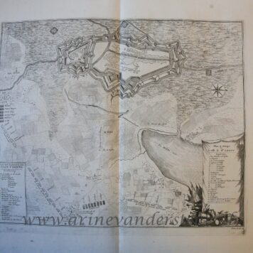 [Antique print, etching] Breaking the French lines in Brabant (Spanish Succession War), published 1729.