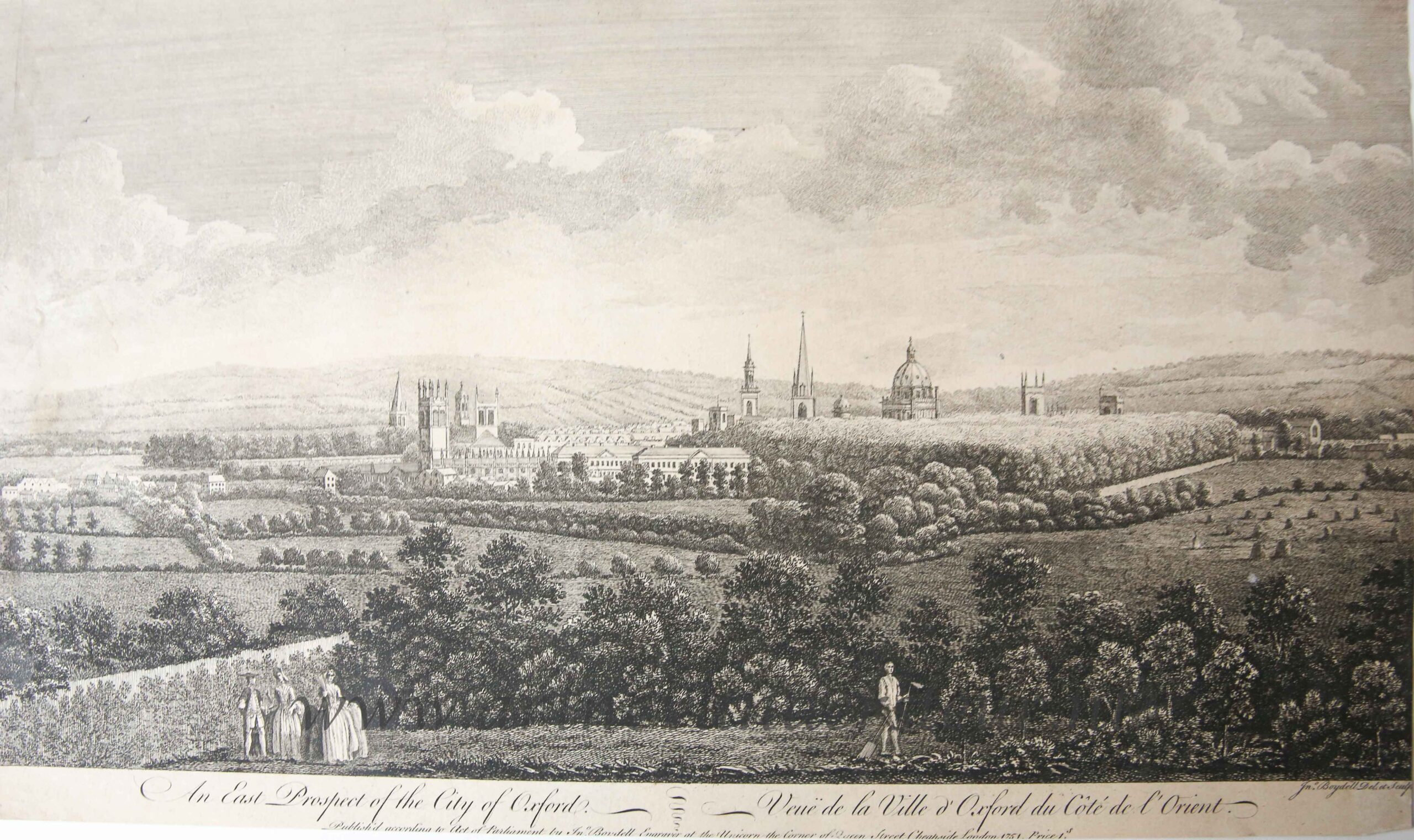 [Antique print, etching and engraving, 1751] An East Prospect of the City of Oxford, published 1751.
