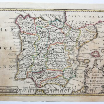 [Antique print, etching, 1749] Map of Spain and Portugal, published ca. 1749.