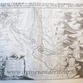 [Antique print, etching and engraving] Attack of the French on the Line at Stollhofen in 1703 (Spanish Succession War), published 1729.