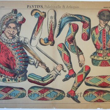 [Antique game, trekpop, jumping jack] Pantins, Polichinelle & Arlequin, published ca. 1920.