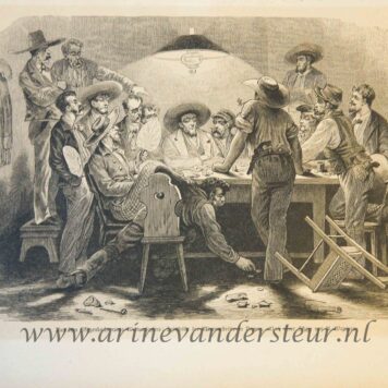 [Antique print, games, gokken, gambling, wood engraving] Interior of a Chinese gambling house in San Francisco, published 1882.